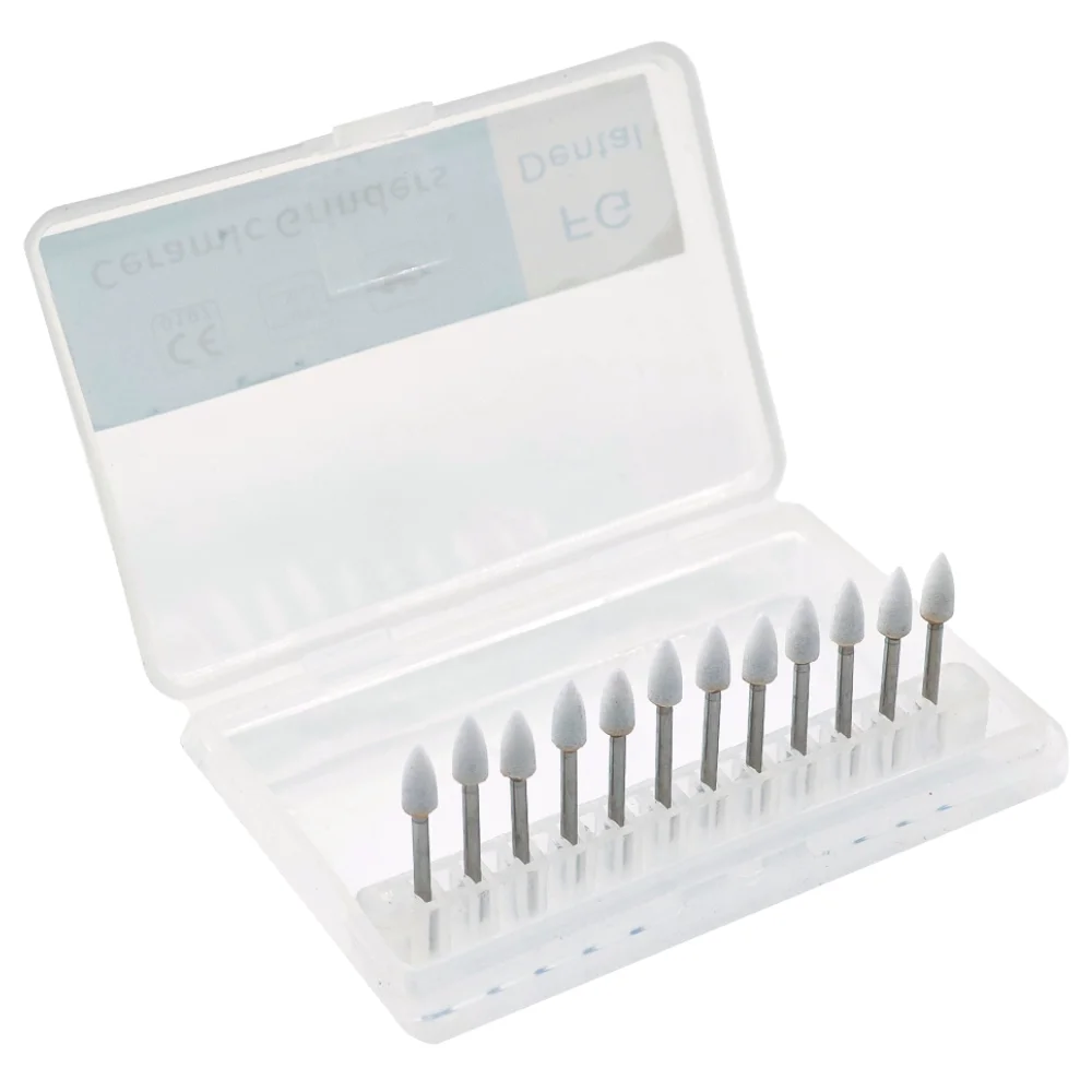 AG 12Pcs/Pack Dental Polishing Stone Handpiece Burs FG Cone Flame Dentist Teeth Whiting Dentist Tools Ceramic Grinders Care - view 5