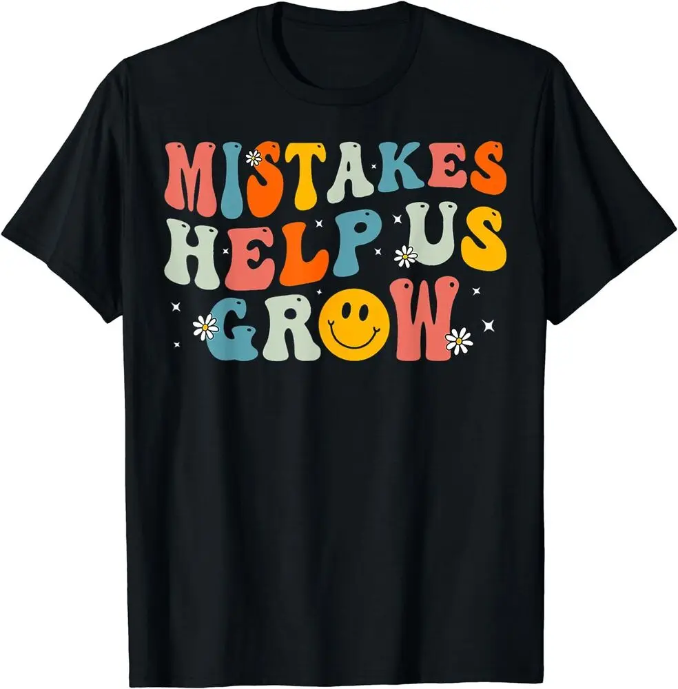 Groovy Mistakes Help Us Grow Teacher Student Back To School T-Shirt  Tees Y2K tops Unisex Summer Short Sleeve