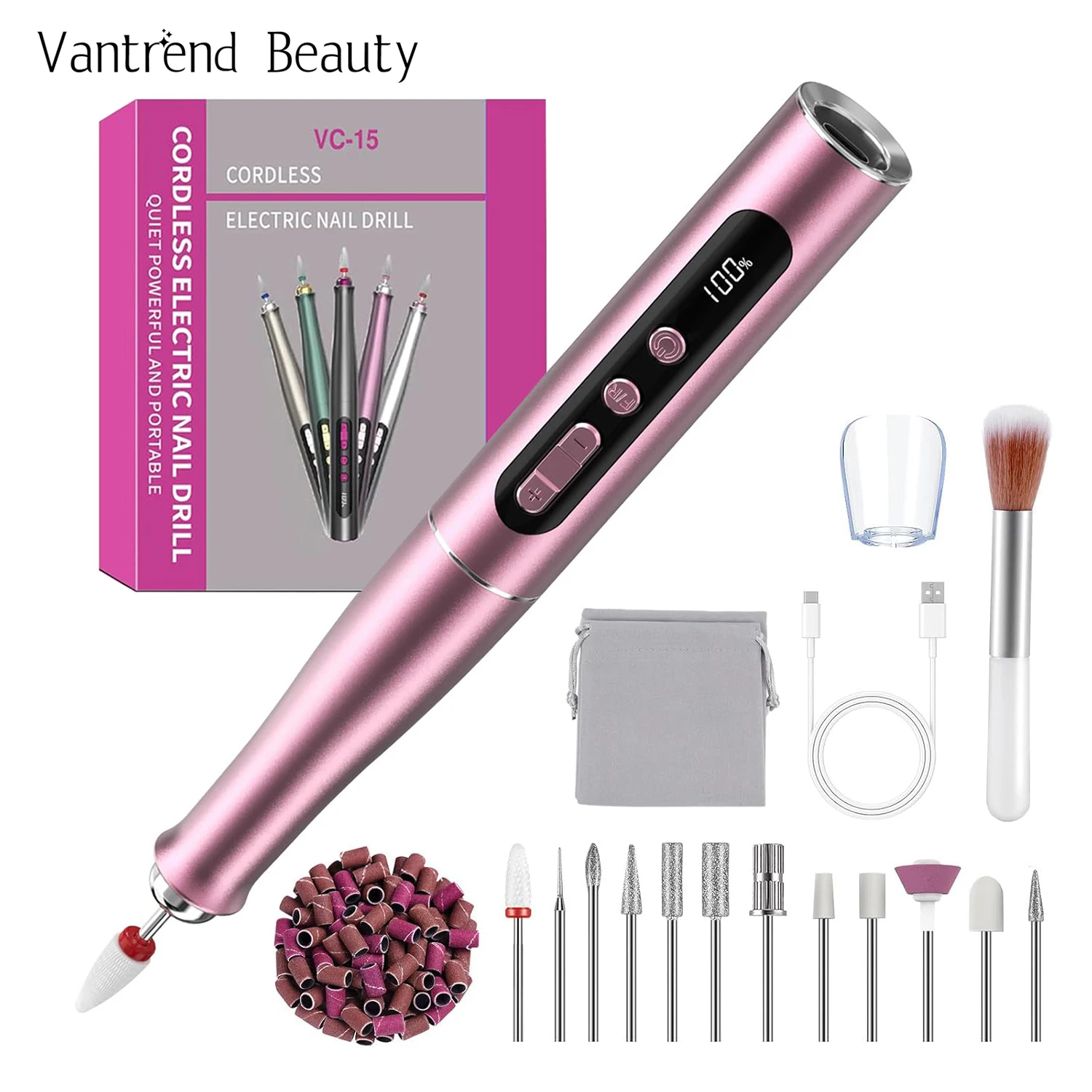 

Professional Aluminum Brushed Motor 35000RPM High Speed Nail Drill Pen Low Noise USB Rechargeable Electric Cordless Portable