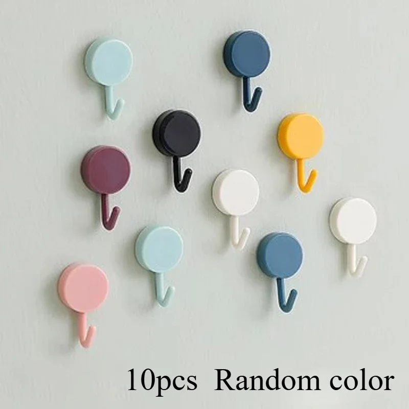10 Random Dopamine-Colored Hooks, Suitable for Kitchen Doors, Bedrooms, and Multi-Functional Home Storage Accessories