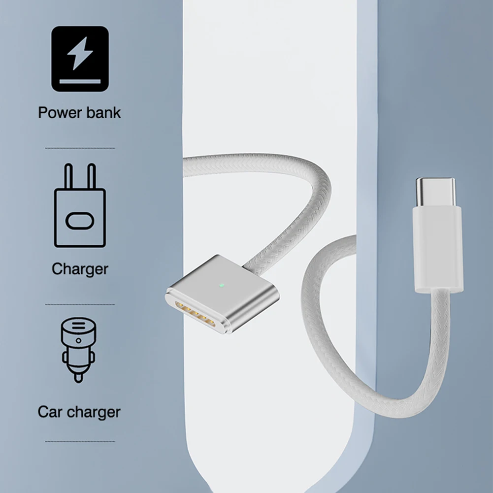 Fast Charging Cable Max Power PD140W Type-C Male To Magsafe 3 Magnetic Plug Adapter Compatible with USB for MacBook Air/Pro 2 2M