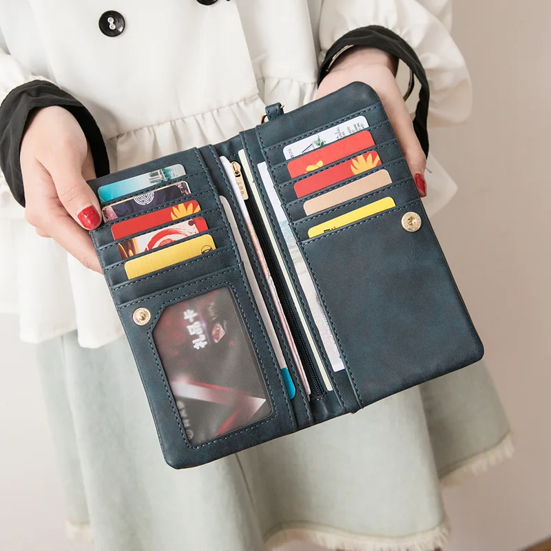 Western PU Leather Long Multi-function Women Wallet Large Capacity Coin Purse for Ladies