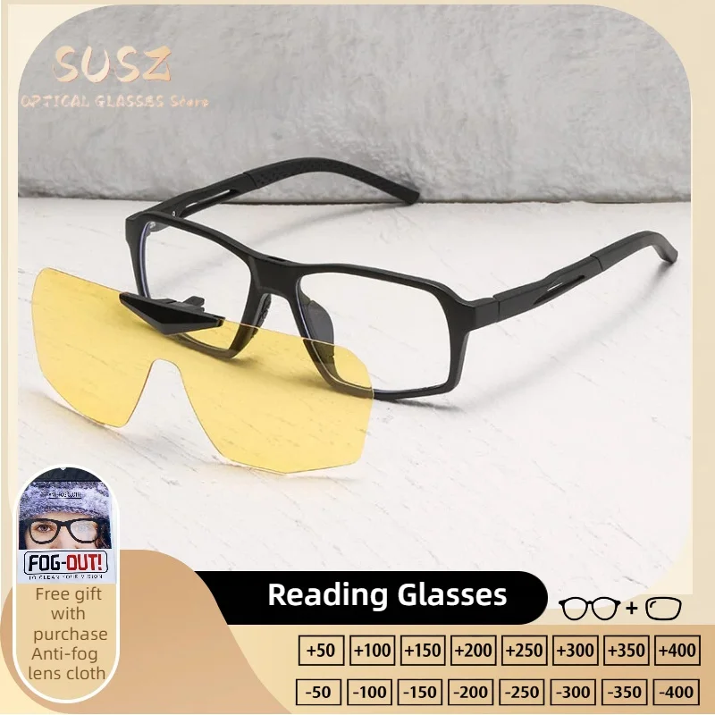 

SUSZ Classic Polarized Glasses Magnetic Clip Eyeglasses Two Color Sunglasses Anti Blue Ray Optical Prescription Reading Eyewear