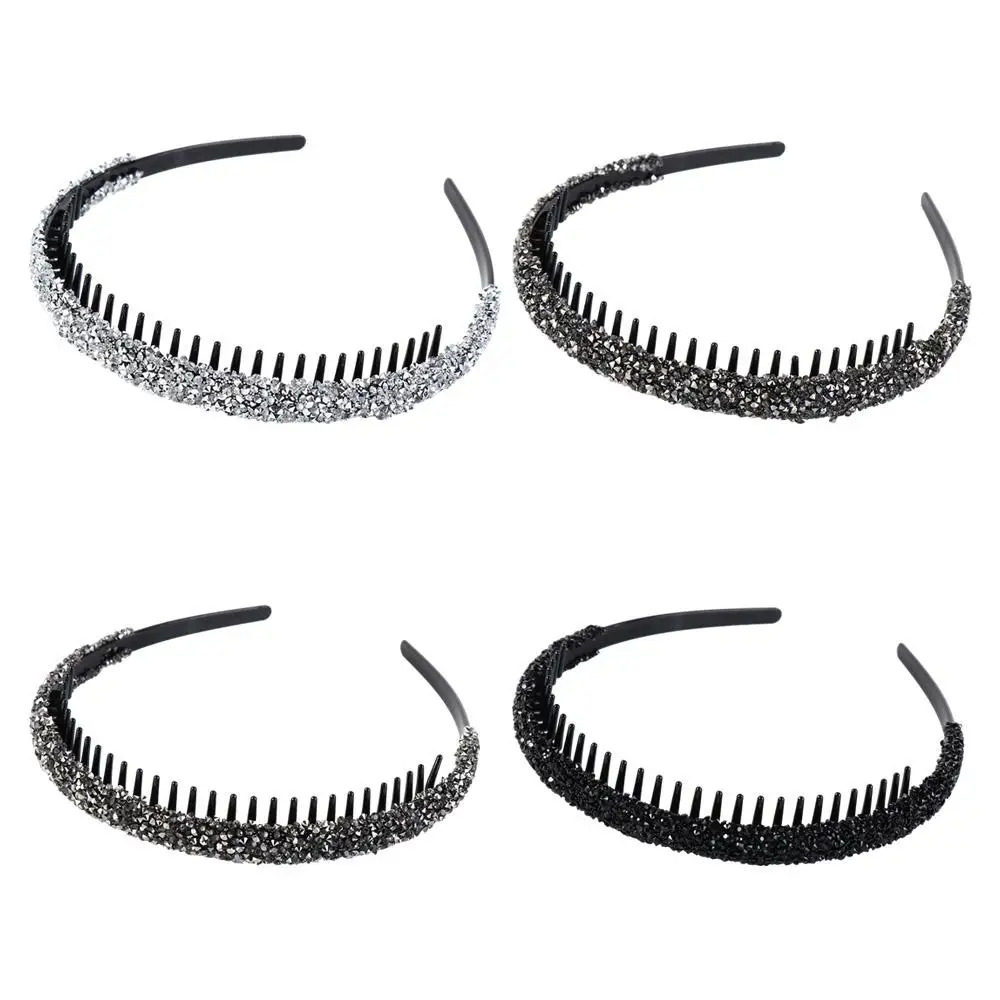 Cute Plastic Rhinestone Headband with Toothed Make Up Hairband Korean Style Face Wash Diamond Hair Hoop Non-slip