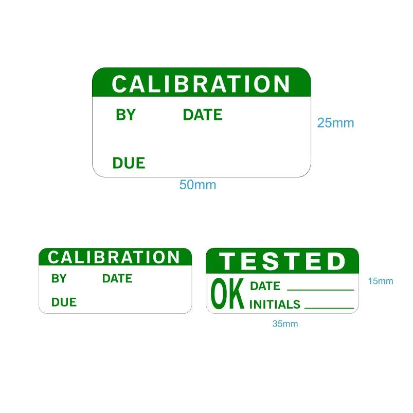 

CALIBRATION BY DATE DUE TESTED INITIALS Inspection Record Label Writable Paper Sticker Office Factory Product Audit Check Tag