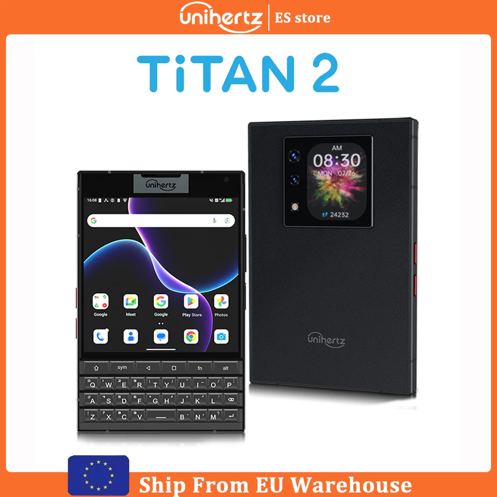 Unihertz Titan 2 5G Smartphone Android 15 con tastiera fisica Doppio schermo 512GB 12GB 50MP 32MP Fotocamera Dimensity 7300 Dual SIM