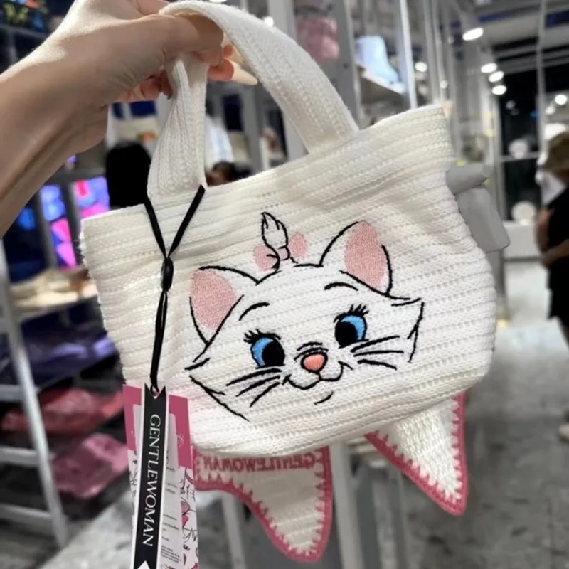 Kawaii Disney Marie Cat Girls Bags Lotso Pooh Stitch Dumbo haftowane torebka z kokardą Anime torba na ramię Crossbody prezent