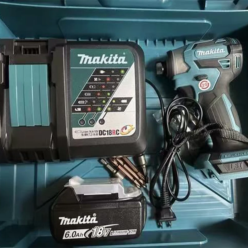 

Original Makita DTD173 electric drill with 18V 6.0Ah battery and DC18RC 3A Li-ion charger. The kit does not include the box.