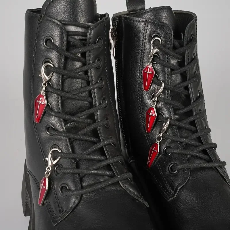5pcs Red Cross Gothic Shoe Charms Suitable for Boots Sneakers Vampire Series DIY Accessories for Halloween Blood Cross Decor