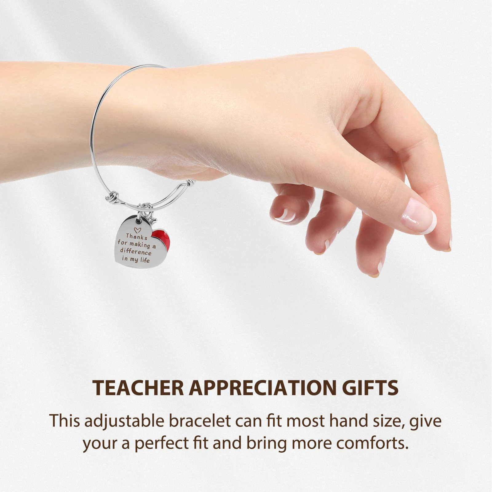 

Stainless Steel Adjustable Engraved Bracelet Teacher Appreciation Bangle Gift for Women Perfect Fit and Comfort