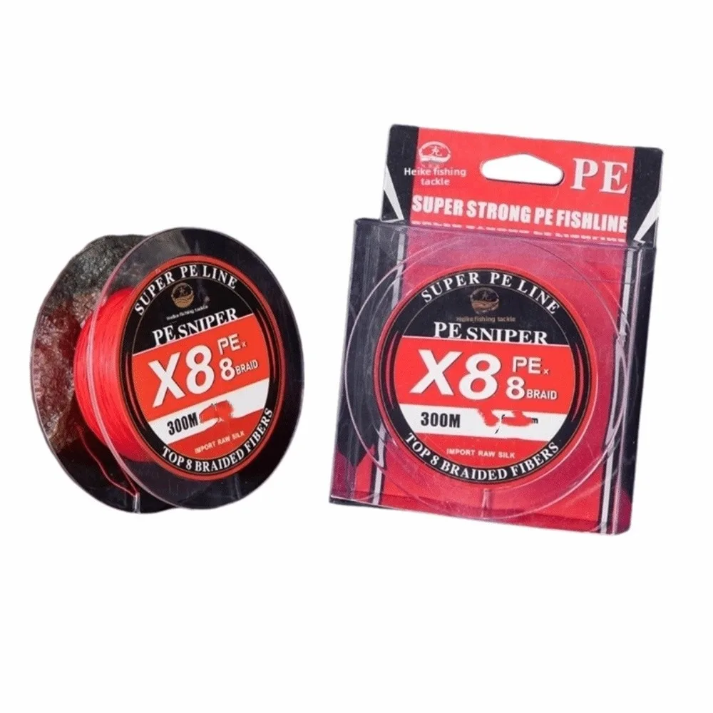 Strong 300M Length Fishing Line China Red Color 8 Weave Braided PE Line 8 Strands X8 Structure Ocean Jig Ocean Fishing