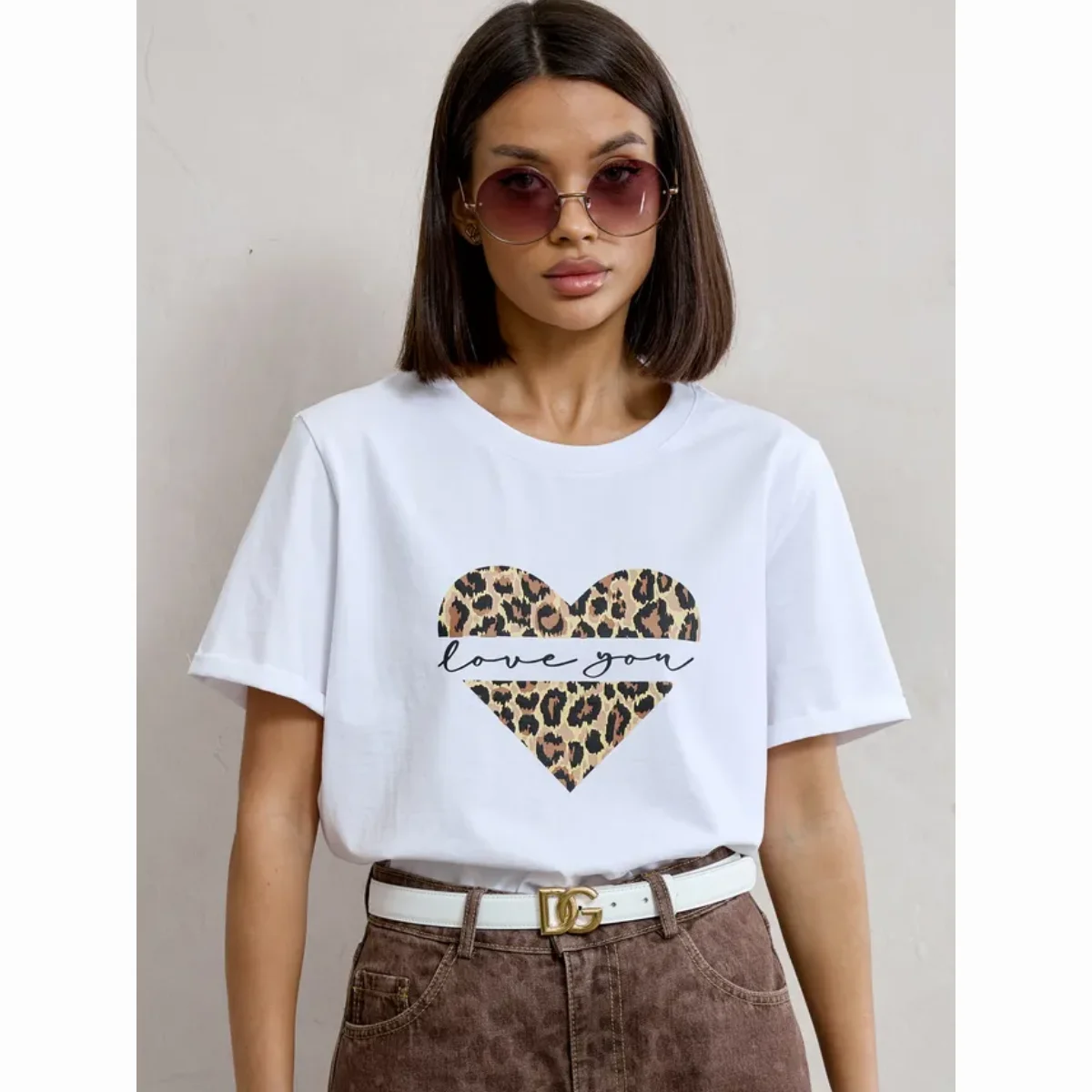

Summer Niche Fun Loose Youthful Laid-back Style 100% Pure Cotton Short-sleeved Printed Stylish Versatile Retro T-shirt for Women