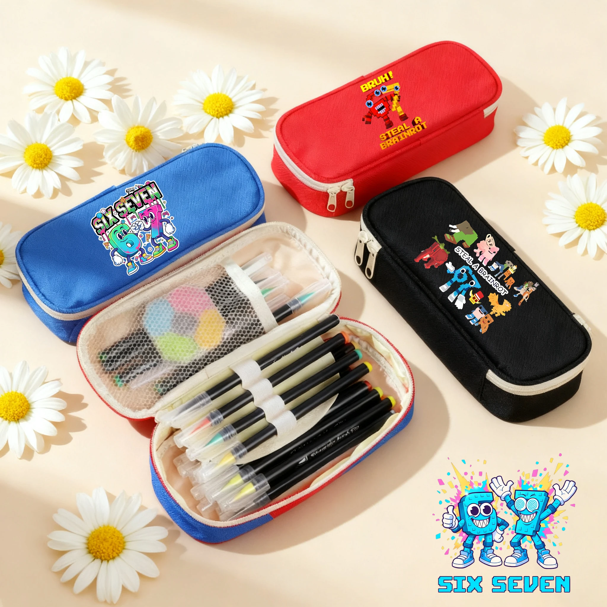 

Steal A Brainrot Kids Pencil Case Cute Anime Print Boy Student Back School Stationery Storage Kawaii Pencil Bag Party Games Gift