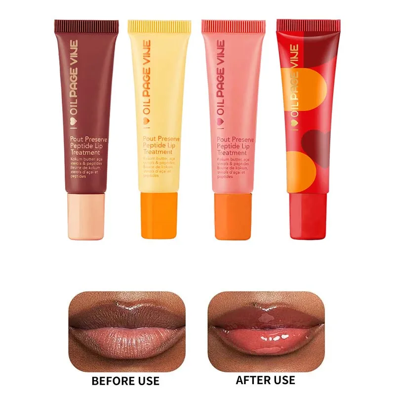 Feuchtigkeitsspendender Peptid-Lipgloss, transparentes getöntes Lippen-Schutzöl, feuchtigkeitsspendend, Lippenbalsam, aufpolsterndes, feuchtigkeitsspendendes Lippenglasur-Make-up