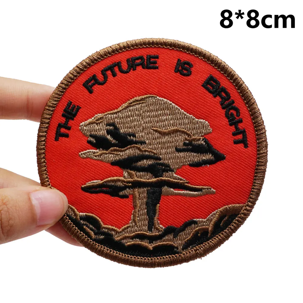 THE FUTURE IS BRIGHT Embroidered Patches Applique Sewing Label punk biker Band Rock Clothes Badges with hook backing or sew on