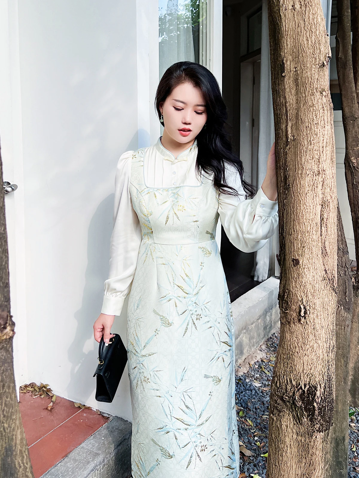 

Ele плюс размер китайский Sle Qipao Dr для похудения модифицированный традиционный трапециевидный Dr средней длины для женщин