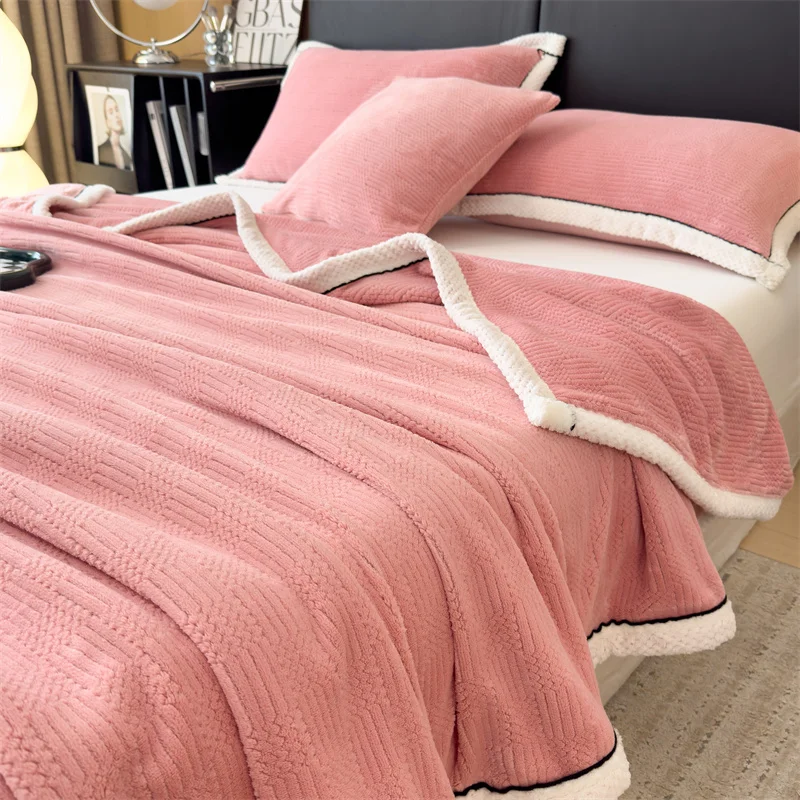 Ultra Soft Luxury 3D Jacquard Decorative Flannel Throw Blanket, Fleece Lightweight Cozy Warm Blanket for Sofa Bed Travel Camping