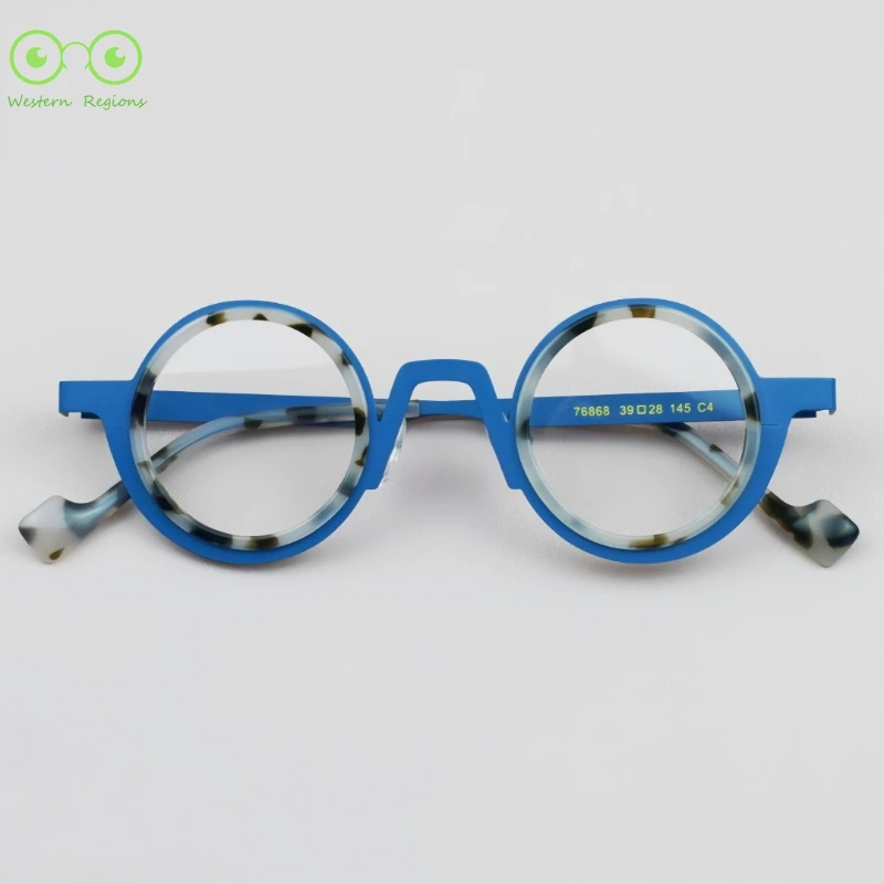 일본 스타일 맞춤형 니치 듀얼 톤 레트로 원형 프레임 블루라이트 차단 안경테 남녀 공용 야외용