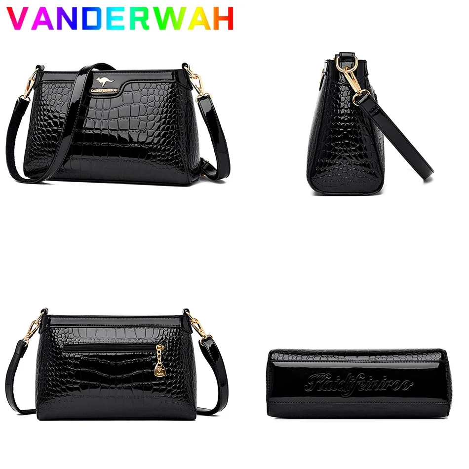 Luxury Crocodile Patent Leather Shoulder Crossbody Bag for Women 2024 Designer Handbag and Purse Female Small Phone Sac A Main