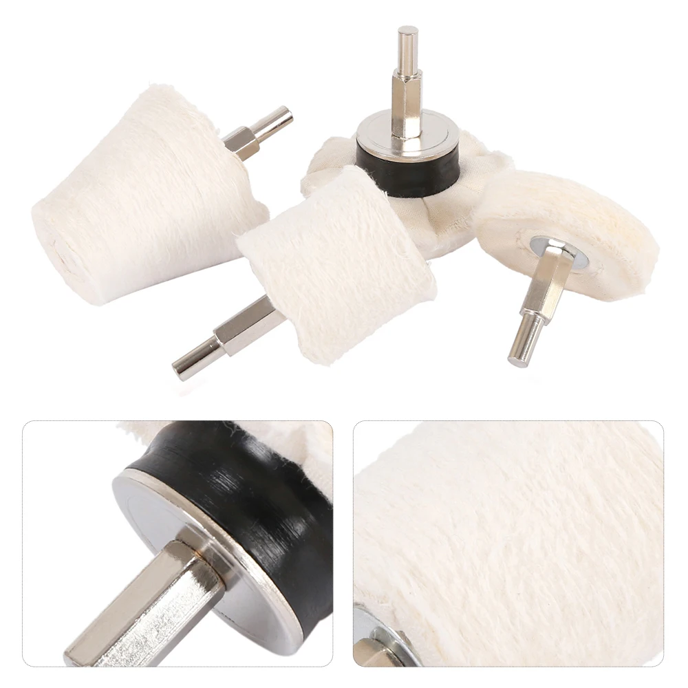 4pcs Car Polishing Cone Buffing Cloth Wheel Pad Wool Waxing Polish Buffing Pad Polisher Adapter Polishing Disc Car Cleaning Tool