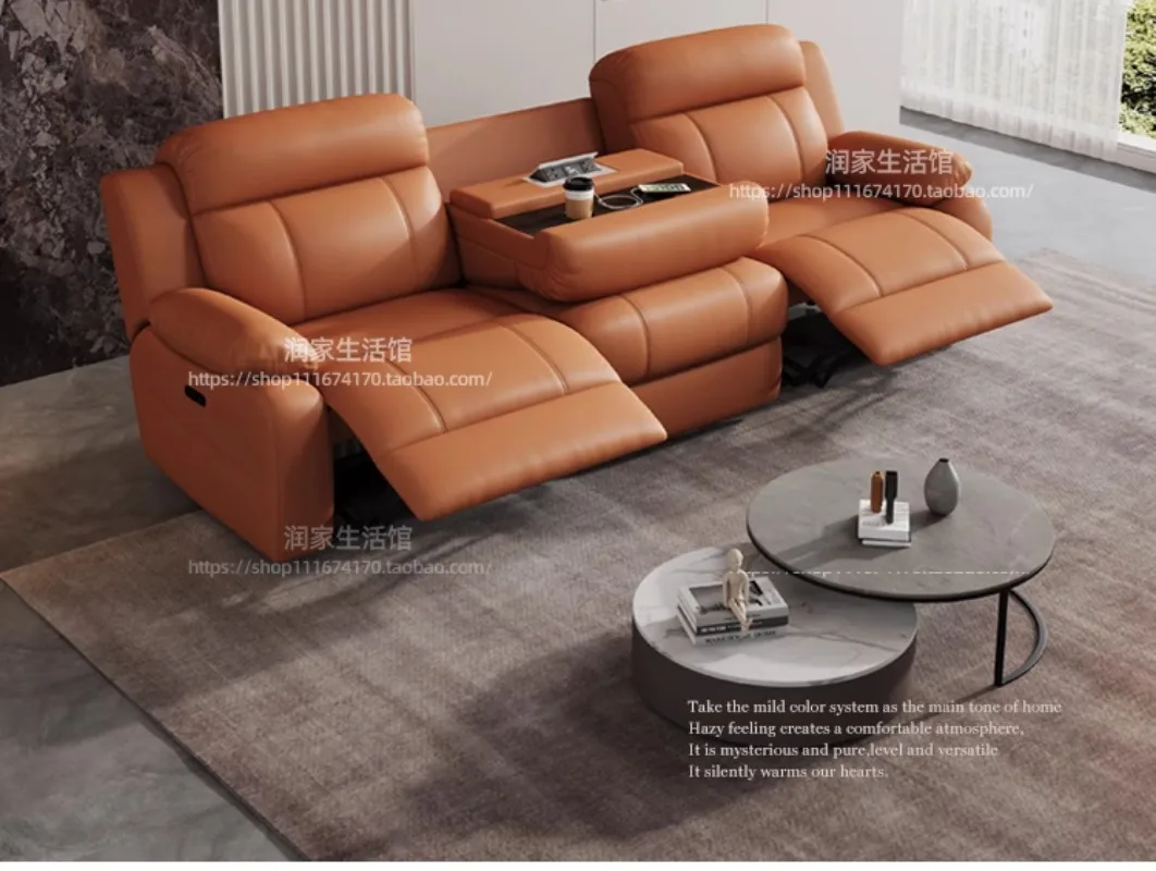 

Zero against the wall Electric sofa First-class space multi-function cabin Three-person combination Smart home theater Living