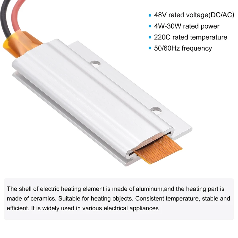 PTC Heating Element 48V 24V 12V 220C Constant Thermostat Thermistor Air Heated Sensor for Heating Egg Incubator Aluminum Shell