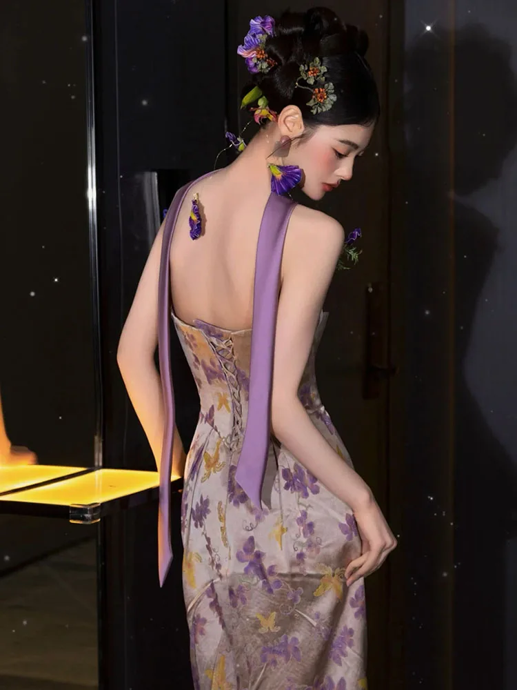 

Ele Purple Evening Gown Wedding Dr for Women New 2025 Sle Bridal Par Dr Long A-Line Skirt Zipper Ba Sle