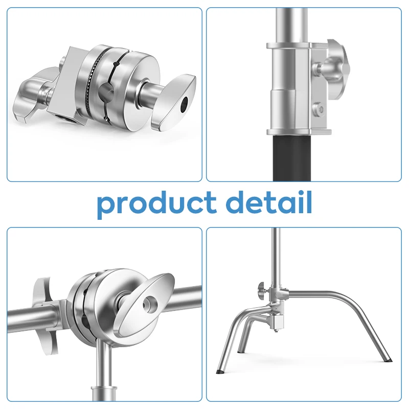 스튜디오 소프트박스 모노라이트용 C-스탠드 헤비 듀티 라이트 삼각대, 홀드 암 및 그립 헤드, 조절 가능한 마법 다리