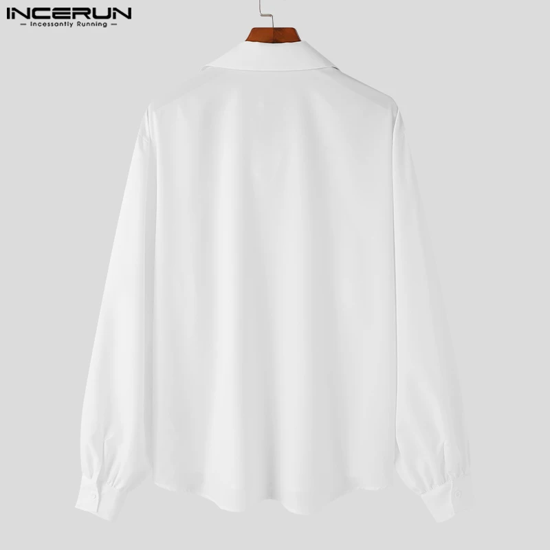 INCERUN 2024 Men Shirt Lapel Long Sleeve Loose Korean Style Casual Men Clothing Streetwear Spring Fashion Leisure Shirts S-5XL