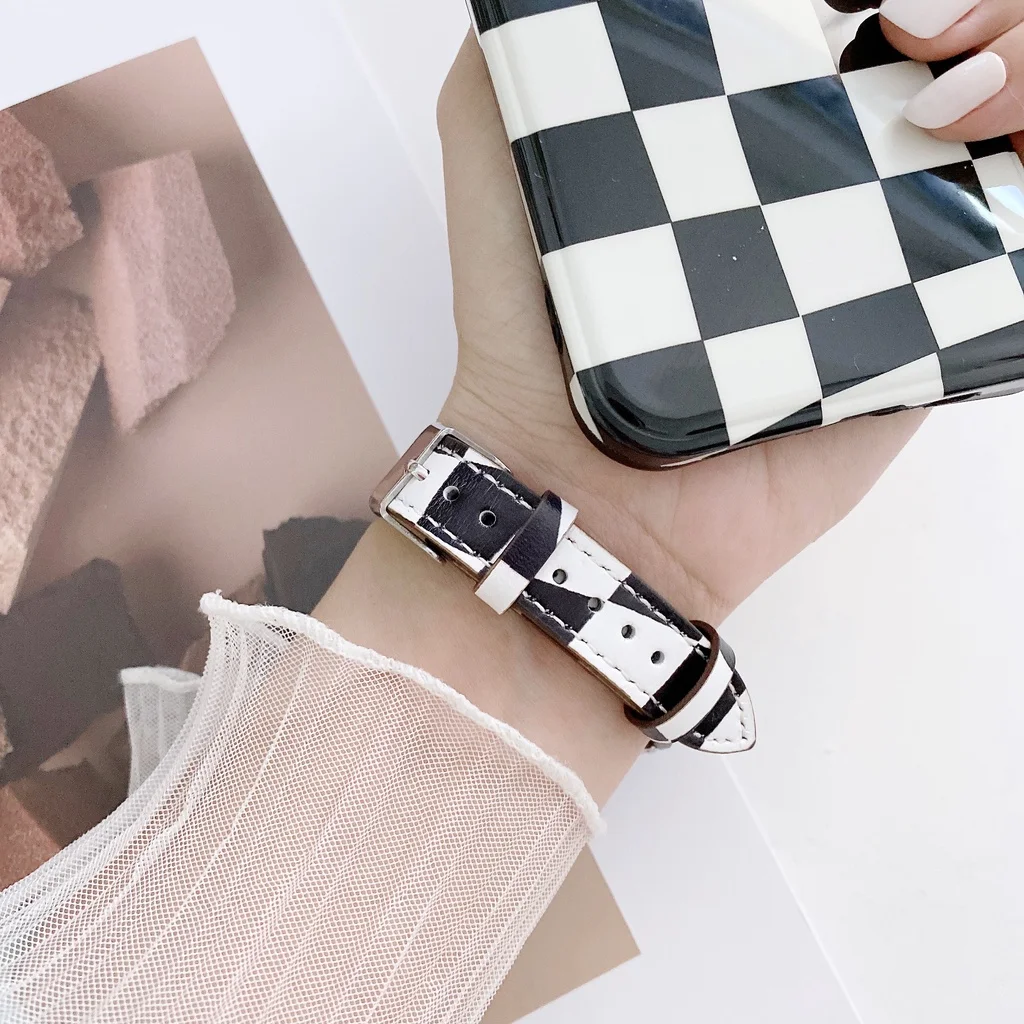 For Apple Watch Strap｜ Luxury Women's Watch Fashion Casual Korean Leather Strap for Apple Watch series 7 6 se 5 4 3 2 1 Small Wa
