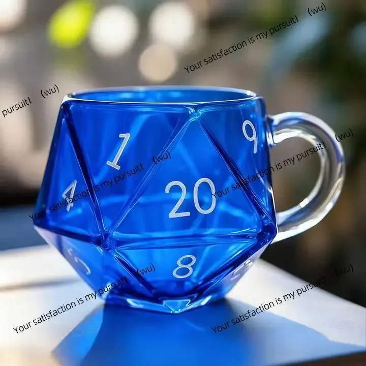 Polyhedral coffee cup, game night cup fantasy lover gift rainbow D20