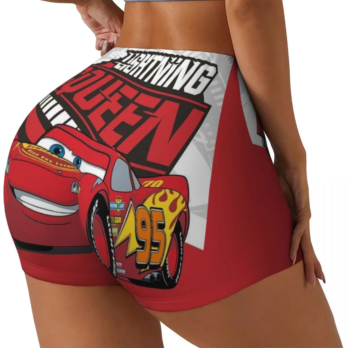 Custom Lightning Mcqueen Gym Running Volleyball Shorts for Women Cars Workout Yoga Shorts