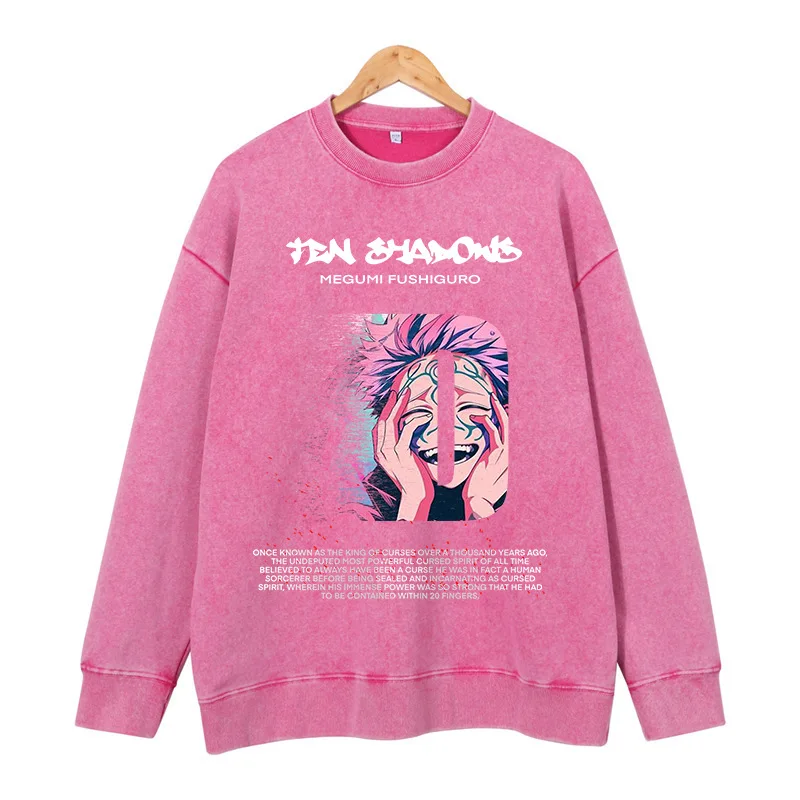 

Digital spray round neck hoodie, American retro trend long sleeved jacket, unisex spell battle, lazy