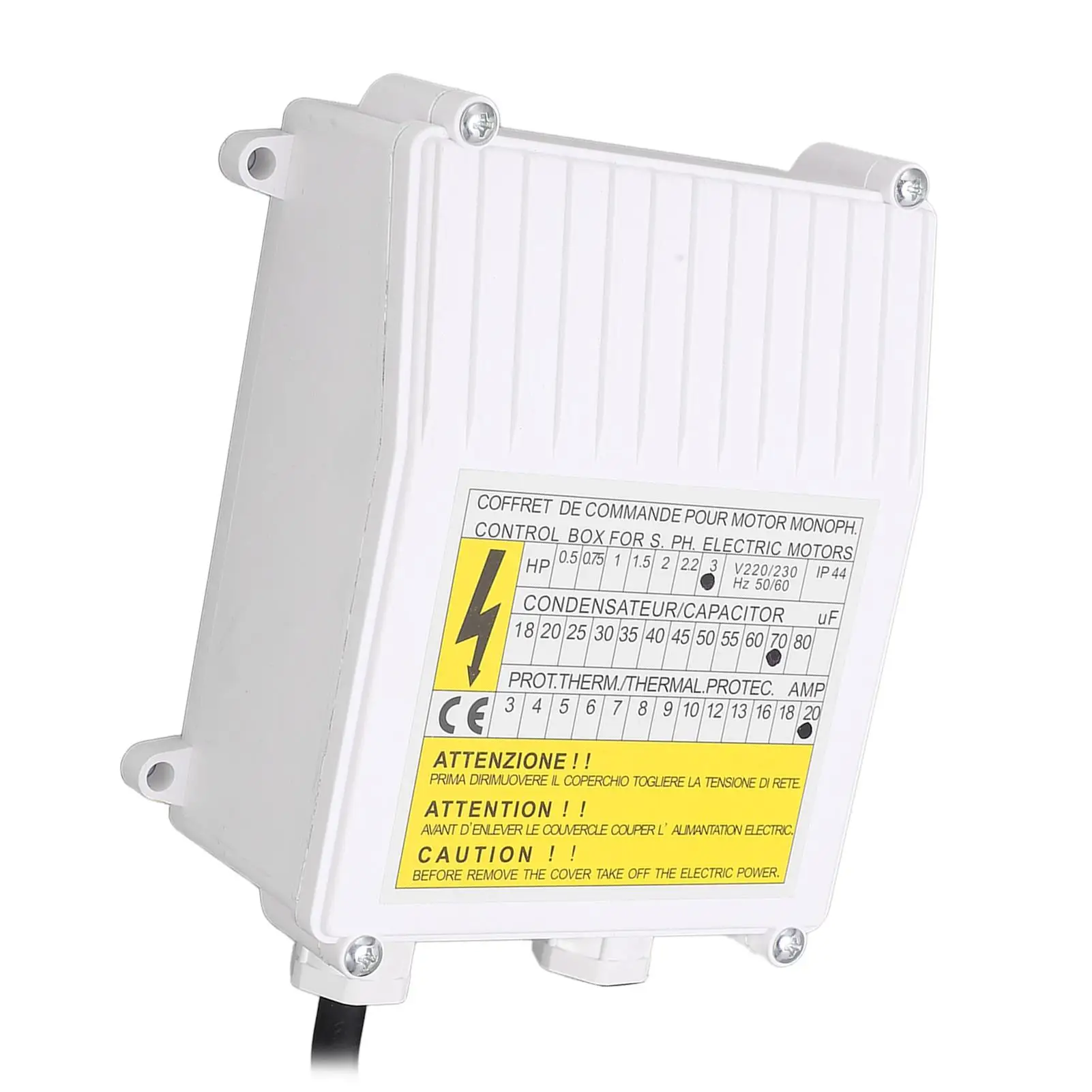 صندوق التحكم في مضخة الآبار العميقة الغاطسة 2.2KW 20A مع وحدة تحكم التبديل المنزلية بمكثف 70 فائق التوهج #6