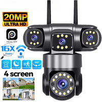 10K 20MP Home Security Outdoor WiFi Camera 4 Lens 4 Screen 360° 16X Zoom CCTV Wireless Surveillance PTZ Cam Security Protection