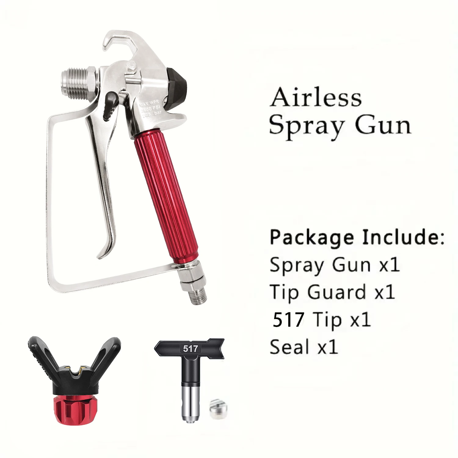 1 Set Airless Paint Spray Gun with 517 Nozzle ,Hand-twist Nozzle Protective Cover- Easy To Operate