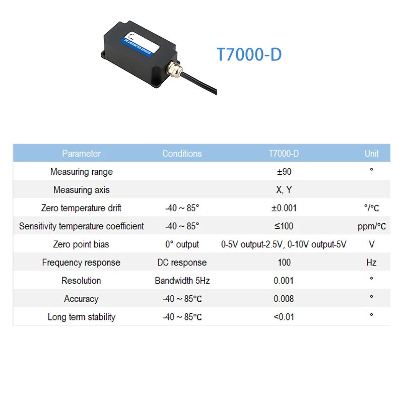 Dual Axis Tilt Sensor 0-5V 0-10V Voltage Output Inclinometer High Precision 0.008°