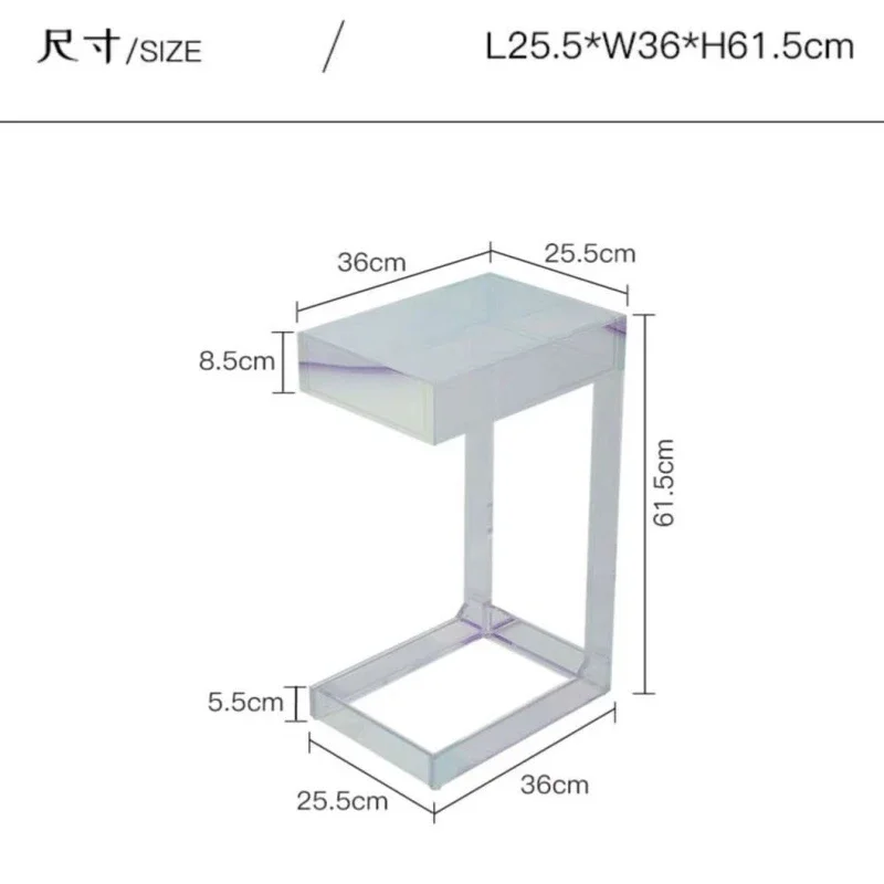 Lekki luksusowy kolorowy akrylowy stolik boczny z szufladami Sofa do salonu Stolik kawowy Sypialnia Domowe stoliki nocne