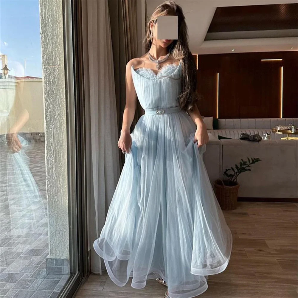 

GORGA Sweetheart Pleat Sleeveless Blet Fashion A Line Evening Dress Elegant Floor Length Sweep Train Formal Prom Gown New