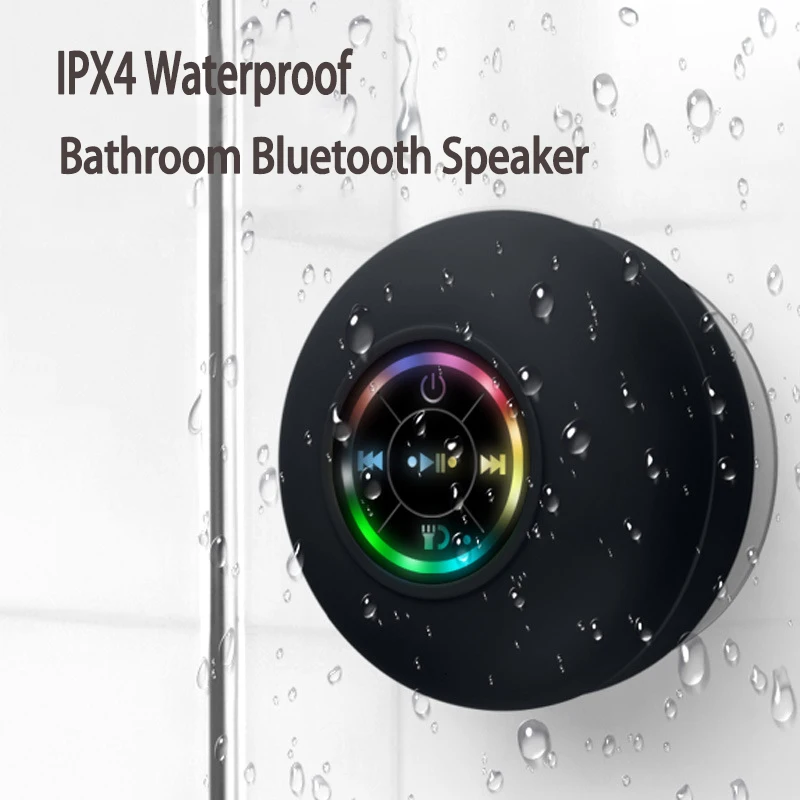 Mini Bluetooth Speaker Waterproof Bathroom Audio Wireless Shower Speakers RGB Light for Phone Soundbar Hand Free Car Loudspeaker 