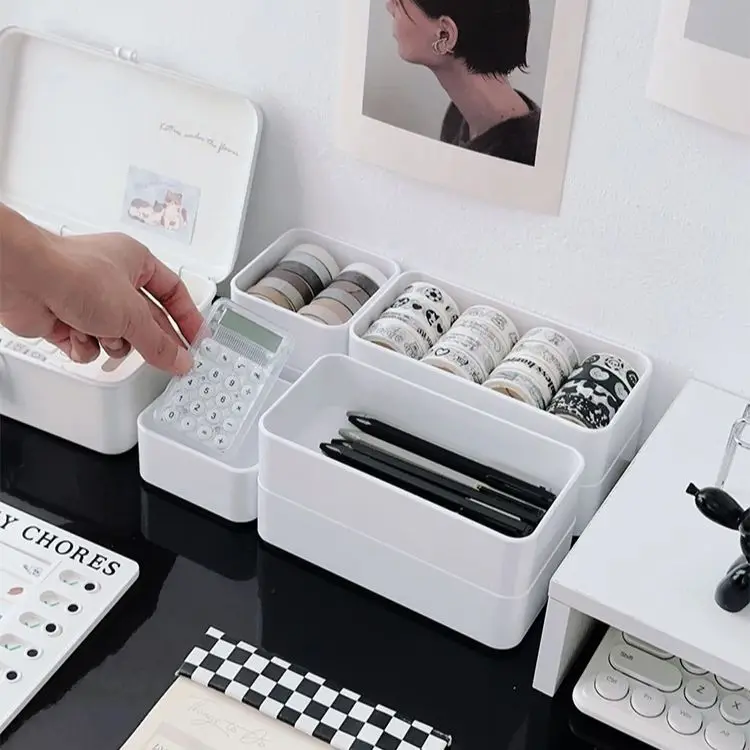 SunOfficiinforbox-Boîte de Rangement Simple et Superposable, Mathiateur de Notes, Ruban, Cosmétiques, Dortoir, Étudiant