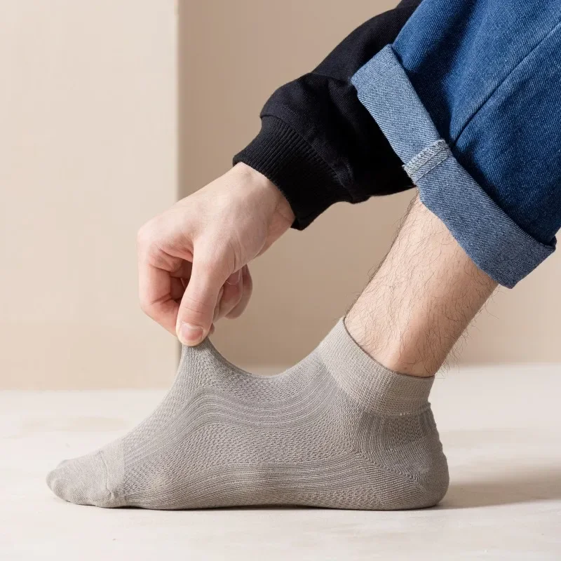 

Men'S Socks Mesh Pattern Summer Thin Cotton Socks Breathable Solid Color Low Barrel Leisure Classic Everything Stockings Man