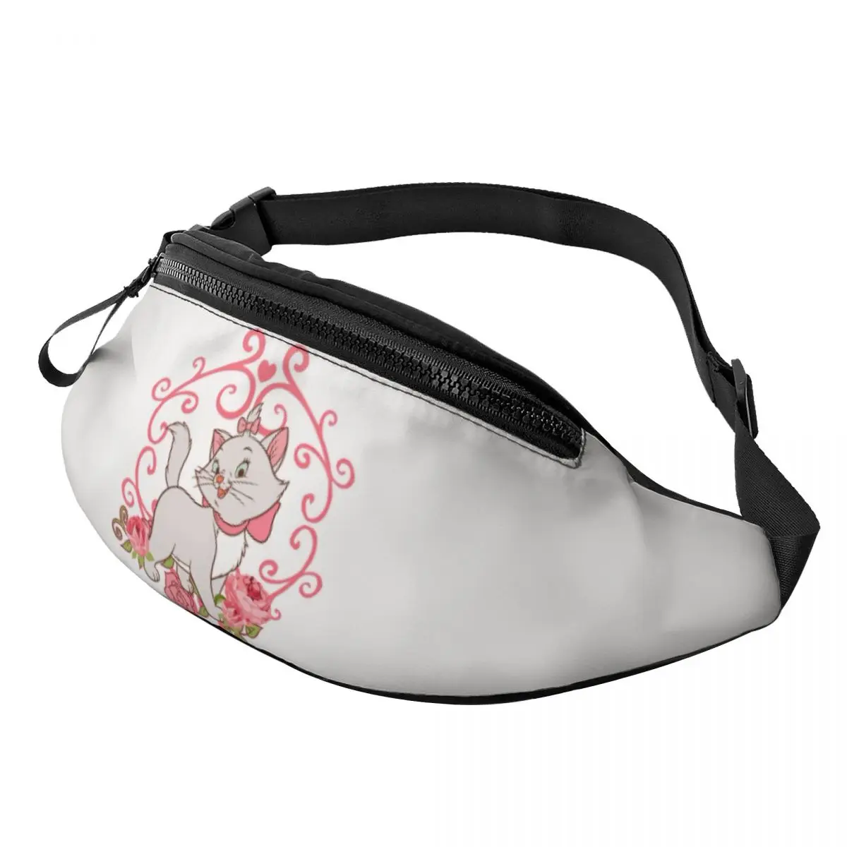 Custom Marie Cat Rose Fanny Pack Men Women Crossbody Waist Bag for Travel Cycling Phone Money Pouch