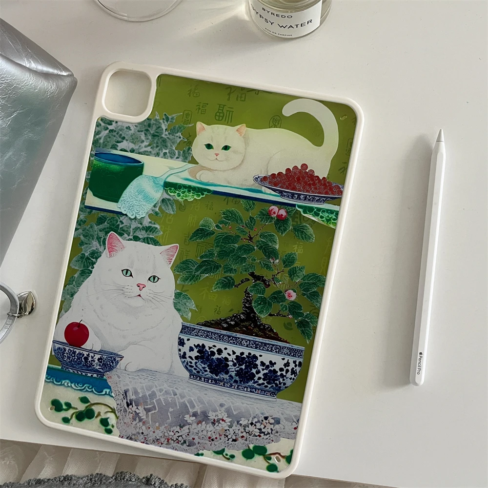 حافظة فوندا أكريليك لجهاز iPad 10th 11th Generation Air11 2025 2024 Pro11 Air4 5 10.9 A16 7 8 9th 10.2 10.5 9.7 Mini6/7 Funny Cat