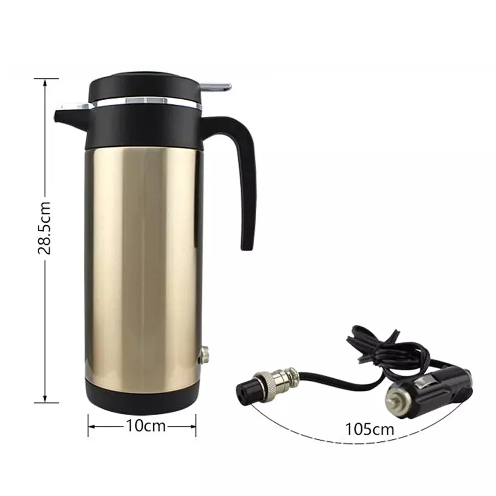 12V/24V Elektrischer Heizbecher Wasserkocher Edelstahl Warmwasserbereiter Flasche Automatische Abschaltung Schnell kochender Wasserkocher für Reisen Auto LKW