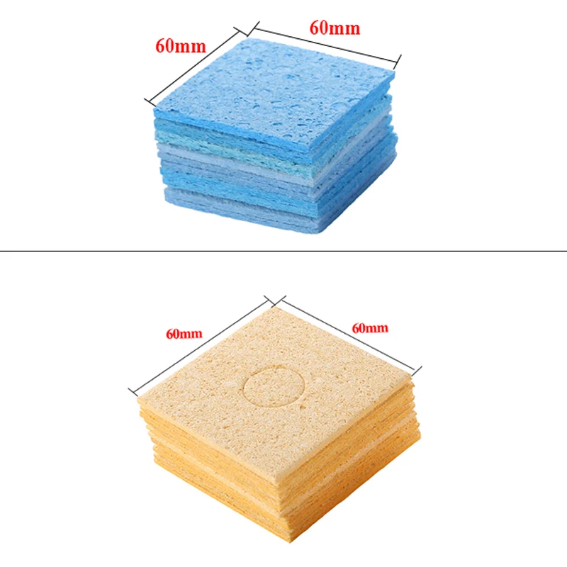 10Pcs/Lot Blue/Yellow Cleaning Sponge for Soldering Iron Tips Welding Head Cleaner Tools Solder Accessories