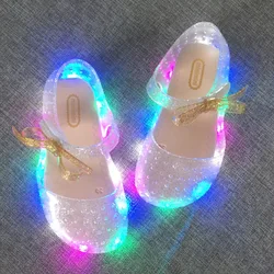 New LED light flashing bow buttress cool slippers fish head mouth head jelly girl fragrant princess sandals