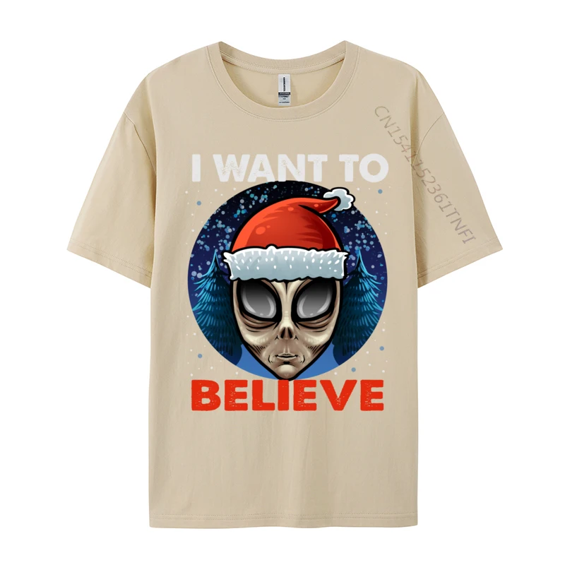 I Want To Believe Christmas Alien Gedruckt auf T-Shirt Gedruckt Großhandel Camisa Reine Baumwolle Tops Shirts Geek T-Shirt für Erwachsene