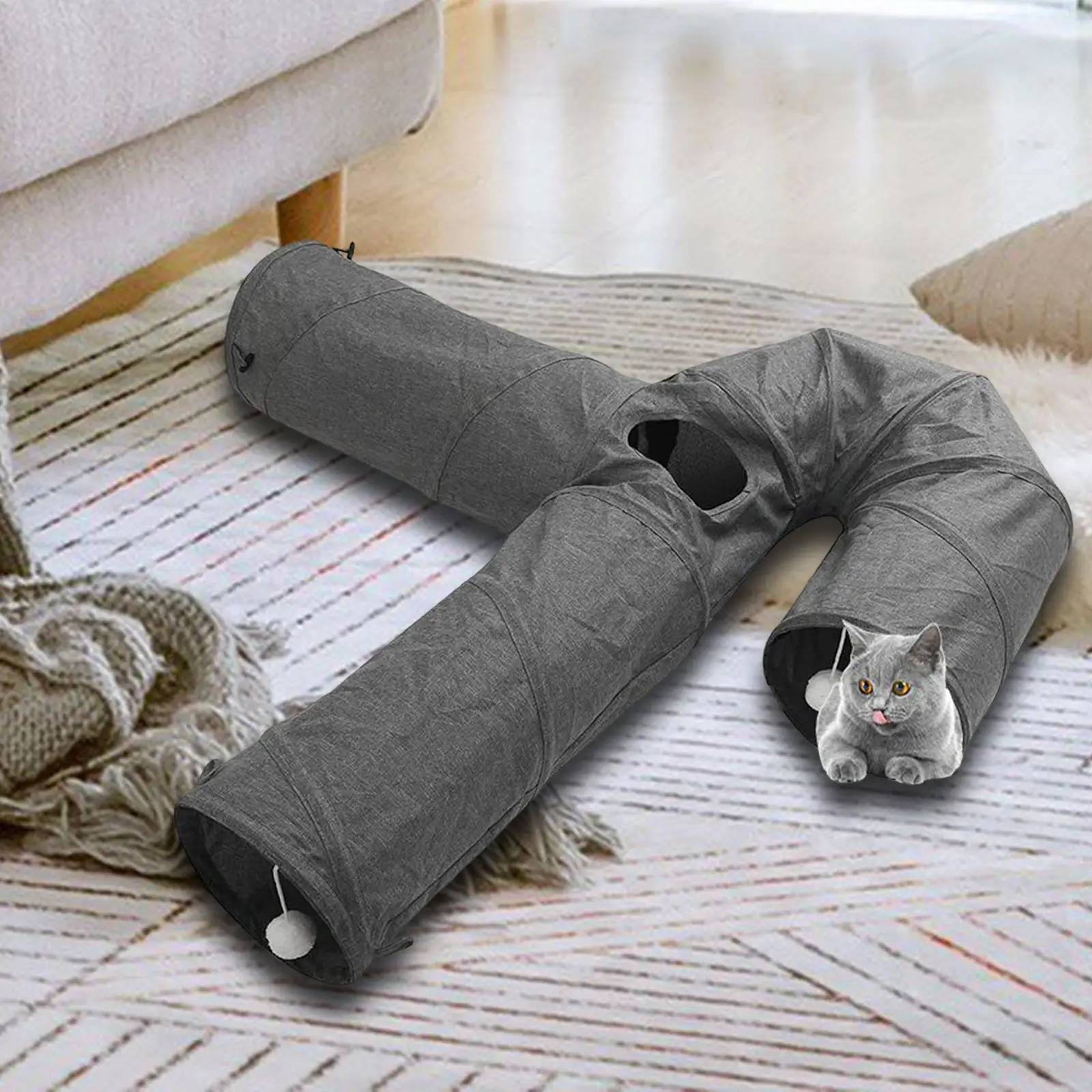 Tube de tunnel pour chat, jouets à 3 voies, trou plié, tunnel pour animaux de compagnie pour se divertir soi-même