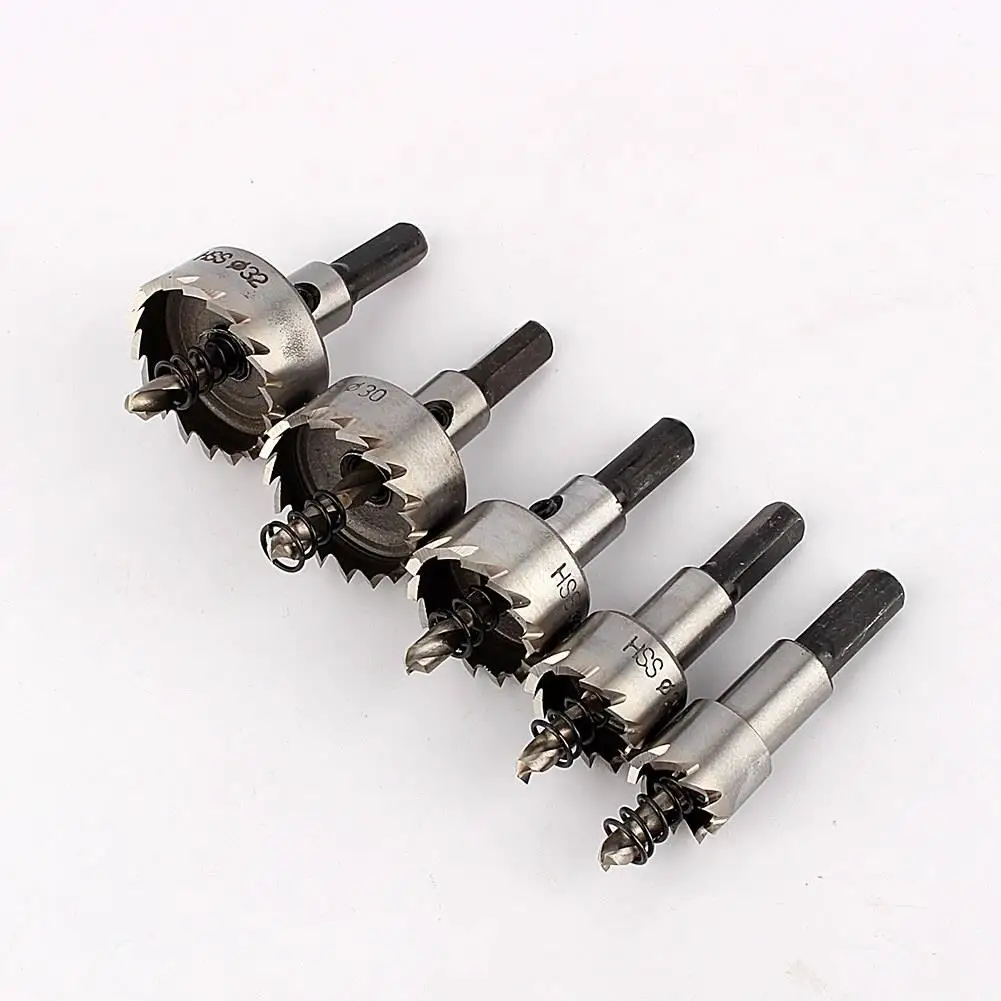 16-32mm Carbide Tip HSS Twist Drill Bit Set - 1/5pcs Metal Hole Saw Cutter Power Tools